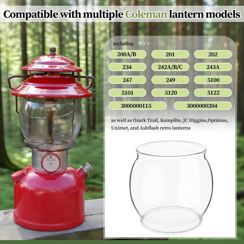 LVACODV 10-Pack Lantern Mantles & Glass Globe Replacement, Compatible with Coleman Lantern Parts & Ozark Trail Lanterns, Fits R690B051 & Other Fuel Lantern Models 200A/B,242/A/B/C - Image 4